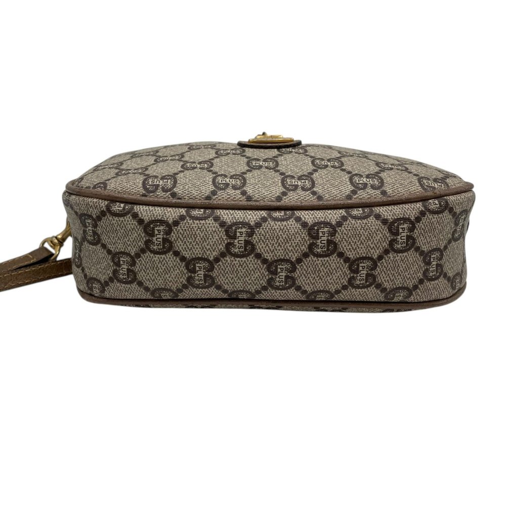 GUCCI Old Gucci GG Plus Shoulder Bag Leather Grey Brown Gold Hardware Logo Cr... - Picture 8 of 16